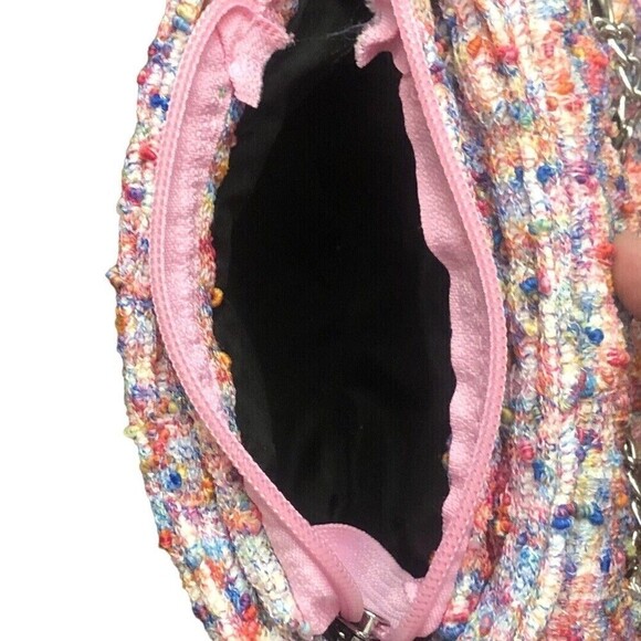 BARI Lynn Tweed Rainbow Jeweled Chain Strap Clutch Bag Chic Purse - Picture 5 of 8